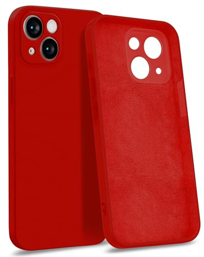 MyGadget Hülle für iPhone 13 - [ 4-Layer-Struktur Schutzhülle ] - Gummierte Handyhülle mit Soft Inlay & Hardcase Cover außen - Rot