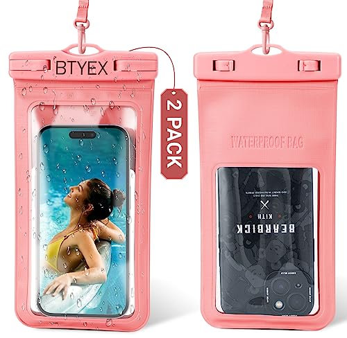 BTYEX Universal Waterproof Phone Pouch Cellphone Dry Bag Case with Lanyard for iPhone 15 14 13 12 Pro Max Xs Max XR X 8 7 6S Plus SE, Galaxy S22 S21 S20, HUAWEI P50 up to 7.0’’ - 2 Pack