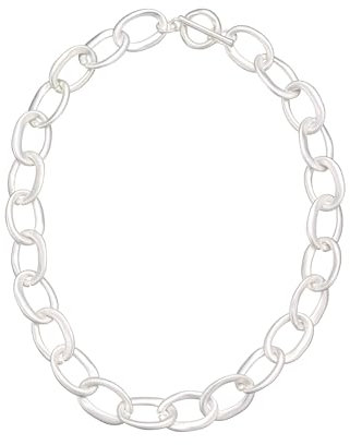 Leslii Damen-Kette Kurze Halskette XXL Glieder-Kette Statement-Kette Silberne Modeschmuck-Kette Silber