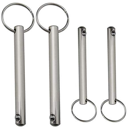 OTOTEC Perni A Sgancio Rapido Da 4 Pezzi Con Anello Circolare Con Estremità A Sfera Caricata A Molla Perno Superiore Bimini Placcato In Acciaio Al Carbonio - 6x60mm E 8x78mm