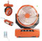 Ansobea Camping ventilator mit Haken & LED-Laterne, Tragbar 20000mAh Akku 2-in-1 Zeltventilator, 270° schwenkbar 3 Geschwindigkeiten, USB Ventilator für Camping, Picknick,Büros,Schlafzimmer(Orange)