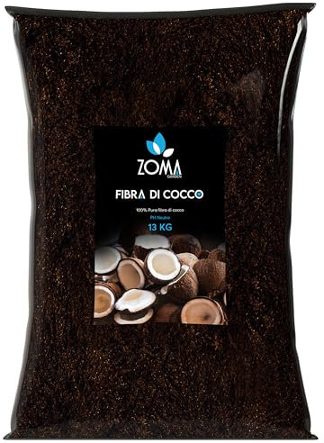ZOMA Fibra di cocco per piante di qualità superiore, Terriccio universale composto al 100% di fibra di cocco pura, Terra per piante professionale ideale per coltivazione idroponica - 13 Kg