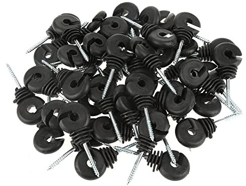 Nicoone 50 Pcs Electric Fencing Ring Insulators,Wire Mesh Ring Insulator,Electric Fence Rope Tightener Electric Fencing Tape Holders,Electric Meadow Fence Post Accessory for Ropes, Wires and Strands