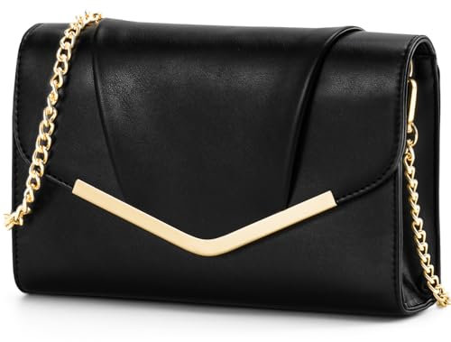 VASCHY Pochette Donna,Pochette e Clutch Elegante Clutch Donna Pelle Borsetta Donna Pochette da Borsa Elegante Borsa Tracolla Donna Matrimonio,Festa Pochette Nero
