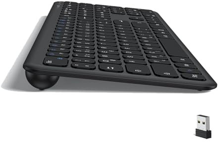 OMOTON Wireless Keyboard, 2.4GHz Wireless Keyboard für Windows 11/10/8/7/XP, kabellose Tastatur mit QWERTZ Layout und Multimedia-Tasten, kompatibel mit PC, Computer, Laptop, Notebook, Schwarz