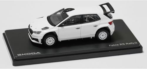 Skoda 6U0099300AC Modellauto Fabia RS Rally2 Miniatur Modell, Maßstab 1:43, weiß *** Gravel Wheels ***