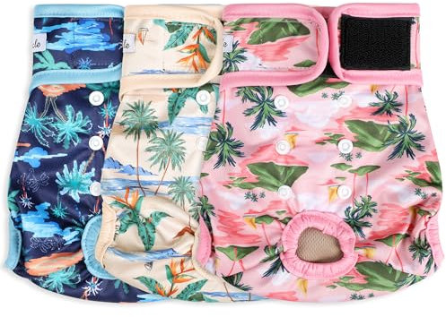 Windeln für Hündinnen – wiederverwendbare Premium-Windeln für Hunde in Hitze – hochsaugfähige Hundewindeln für Hündinnen bei Inkontinenz mit verstellbaren Druckknöpfen, Größe M