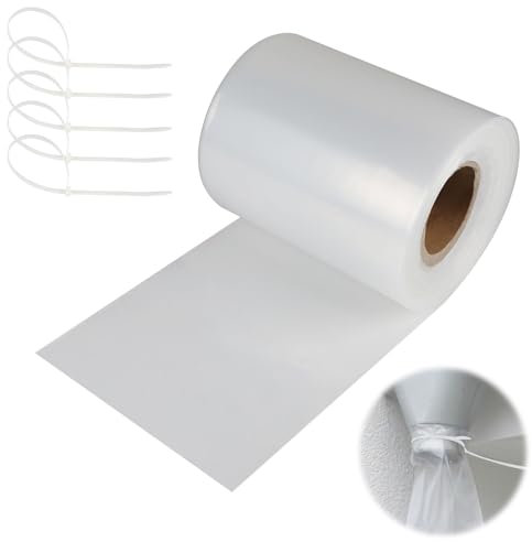 LALAGO 75M Rotolo di Tubo per Grondaia Trasparente per Pluviali Ø 125 mm in Stabile Pellicola PE, Protezione per Grondaie, Tubo Temporaneo per Pluviali Tubo per Grondaia con 5 Fascette