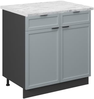 Vicco Kitchen base cabinet Fame-Line, Light blue-grey, 80 cm, WT Marble