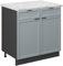 Vicco Kitchen base cabinet Fame-Line, Light blue-grey, 80 cm, WT Marble