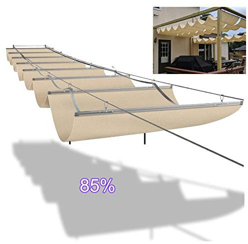 Tenda avvolgibile a scomparsa con kit di montaggio per pergola, beige, 1 x 8 m, 55