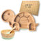 Moon and Moo Bamboo Suction Tortoise Plate & Bowl Set - Perfect Baby Gifts, Eco-Friendly Weaning Set with Powerful Silicone Suction Base, Divided Portion Plate (Green)