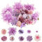 JTgugu 26 teste di fiori artificiali, 2 – 10 cm, diversi tipi di fiori, mini fiori artificiali, per fai da te, matrimoni, feste, decorazioni per torte, artigianato, colore viola