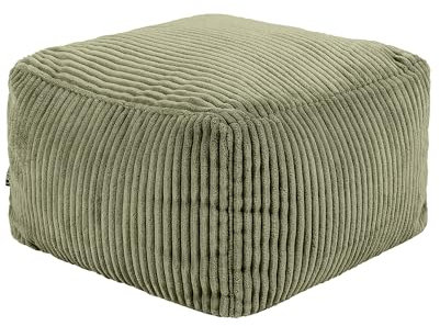 Icon Amara Tabouret Velours Côtelé, Pouf Repose Pieds avec Remplissage, Tabouret Pouf, Meuble Salon, Decoration Chambre, Vert Sauge