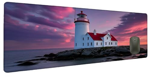 Mauspad Landschaft Schreibtischunterlage Leuchtturm Mousepad XXL 700x300mm Mauspad Gaming Groß Desk Mat PC Zubehör Schreibtisch Deko Maus Pad Wasserdicht Rutschfeste Gummibasis Schreibtisch Schutz T-9