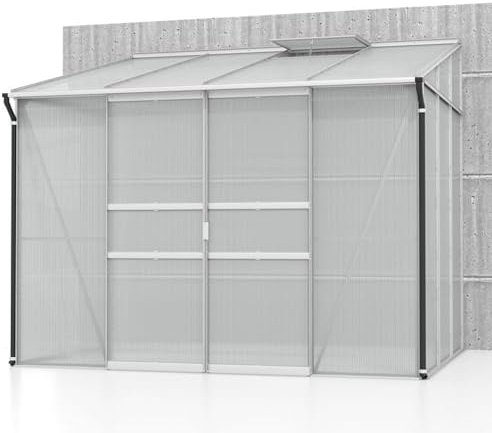 Vitavia Anlehn-Gewächshaus Ida 5200, Aluminium eloxiert, 5,2 m², 6 mm HKP | Wetterfestes & stabiles Wand-Gewächshaus zur Pflanzenanzucht | Ideales Treibhaus für Gemüse, Kräuter & Blumen