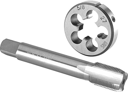 Juego de machos y terrajas for roscar tornillos, 5/8-27 UN, mano derecha, machos y terrajas de roscar a máquina de 5/8 x 27 UN, redondos