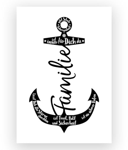 TypeStoff Kunstdruck, Poster mit Spruch - Familie Anker - Typografie-Bild auf hochwertigem Karton - Plakat, Druck, Print, Wandbild zum Thema Zuhause und Geborgenheit - KD-01128-M