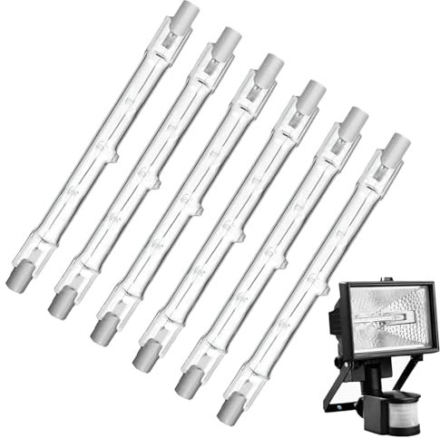 AHRLIC 6pcs Dimmable Heating Tubes, 118mm R7s Halogen Bulbs, 220V 400W Tungsten Linear Light, 4000lm 2700K Warm White Floodlight, J118 Security Light Bulbs, Energy Class G