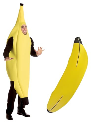 KOQAIIZ Costume divertente a forma di banana, per adulti e bambini, leggero, con frutta, per Halloween, per feste a tema, Natale, cosplay