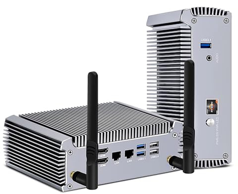 HAICOTECH Computer industriale senza ventola, Ryzen 7 5825U Mini PC, 32 GB di RAM, SSD NVMe da 1 TB, PC desktop gaming Win-11, doppia LAN/HDMI 2.0/USB 2.0, 3 porte USB 3.1, WiFi6