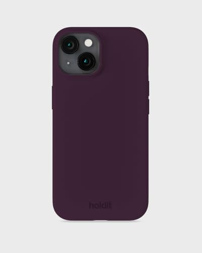 holdit Silikonhülle iPhone 15-0,8mm Ultra dünn Handyhülle Silikon - Trendy Slim Silicone case mit Voller Schutz (erhöhte Kante für Kameraschutz) - Deep Plum