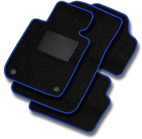 MOTOS Basic Velours-Fußmatten passend für Volkswagen Lupo 1998-2005 ovale Befestigungen - Basic, Material, Blau fußmatten Auto - Erleben Sie neuen Fahrkomfort mit einem Automatten Satz für Ihr Auto
