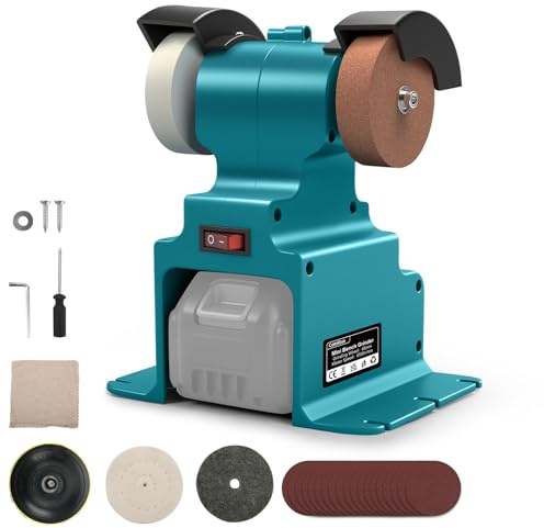 Mini Bandschleifer für Makita 18V,300W Elektrischer Bandschleifer,DIY Polierschleifmaschine mit 68 mm ø, stabiler Maschinenfuß, Schleifscheibe und Polierscheibe zum Polieren von Holz(Ohne Akku)
