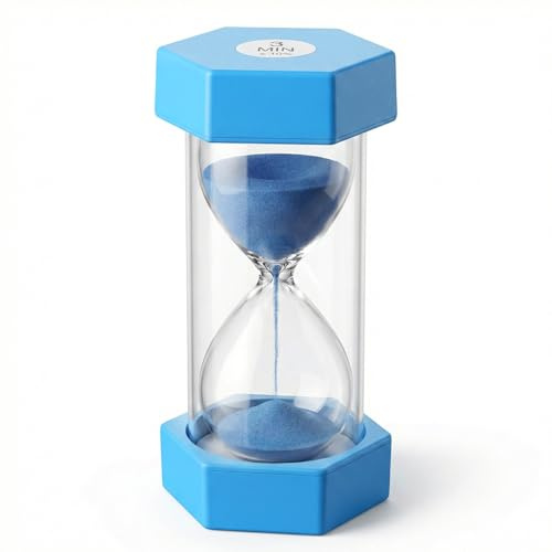 Reloj de Arena 3 Minutos, Temporizador de Arena Hexagonal Antigolpes con Cuerpo de ABS y Vidrio Reloj de Cepillado de Dientes para Escuela, Baño, Cocina y Juegos