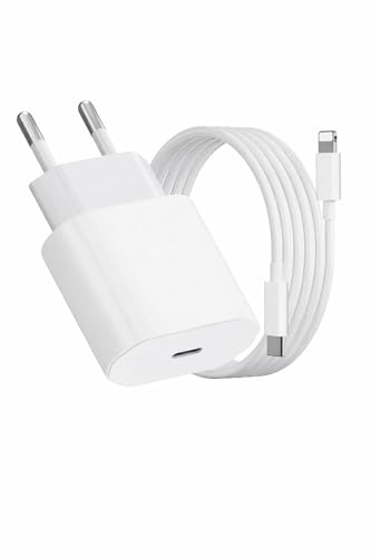 Alimentatore USB-C da 20W con Cavo USB-C a Lightning 1m compatibile con iPhone e iPad, Caricatore Rapido Bianco