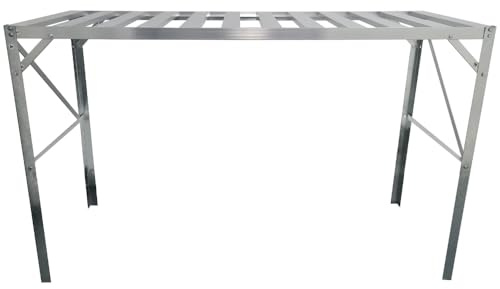 Greenhouse Staging Shelving Aluminium With Steel Legs Free Standing 1 2 Or 3 Tier Green Or Silver (Silver - 1 Tier Staging Bench)