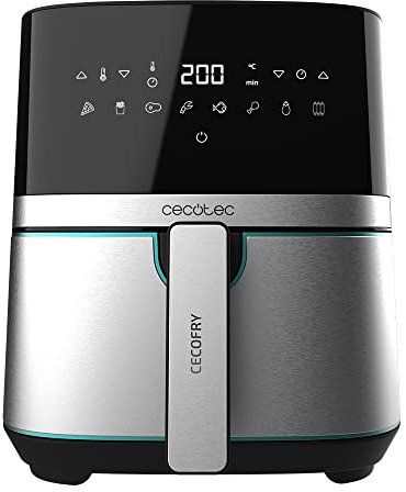Cecotec Friggitrice ad Aria Cecofry Full Inox 5500. 1450 W, Digitale con Rifiniture in Acciaio Inossidabile, Senza Olio da 5 l di capacità e Tecnologia PerfectCook, Temperatura regolabile
