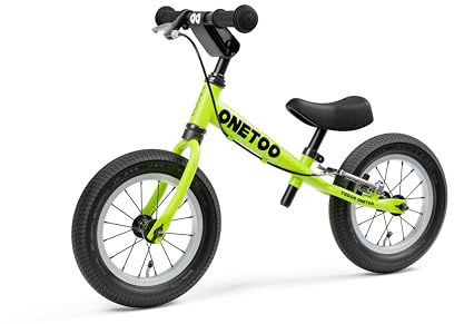 Yedoo OneToo - Laufrad für Kinder ab 1,5 Jahren, ab 85 cm Körperhöhe, mit Luftreifen 12/12 - für Mädchen und Jungen, Höhenverstellbar mit Bremse und Reflexelementen, Zertifiziert, Lime