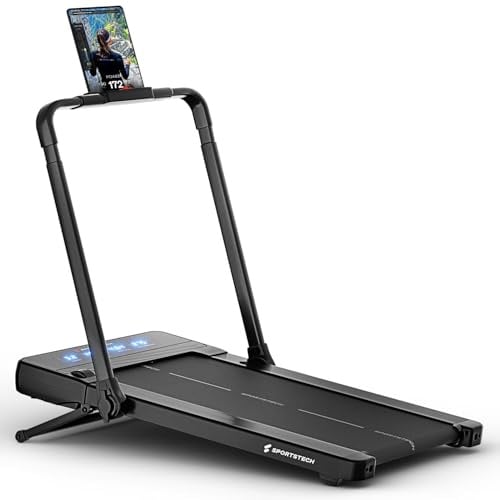 Sportstech, Walking Pad klappbar für Homeoffice + 180 kg belastbar sPad | Laufband für Zuhause mit Bluetooth und automatischer Steigung, platzsparend & geräuscharm für Büro, Wohnung und Fitnessraum