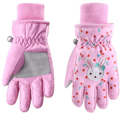 Azarxis Gants de Ski Enfants Chaud Gants Neige Hiver Snowboard Moufles Enfant Coupe-Vent pour Fille Garçon Sport Randonnée Patinage (L (9-13 Ans), 03 Rose)