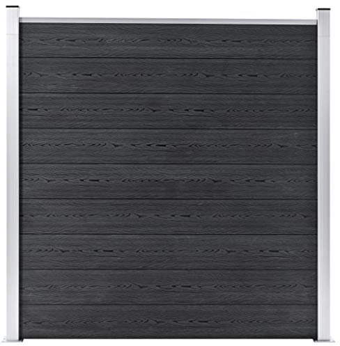 Tidyard WPC-Zaunelement Sichtschutzzaun Sichtschutz für Garten, Balkon, Terrasse, Gartenzaun Balkonsichtschutz Garten Trennwand, 2 Pfosten 180×186 cm Grau