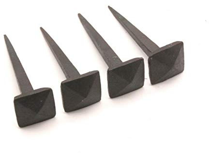 Confezione da 4 chiodi in ferro nero forgiati a mano, stile antico, rustico, quadrato, 7,6 cm, chiodi decorativi per porte e mobili