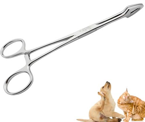 Dog Cleaning Tool for Ear Hair Removal with Serrated Tip & Strong Locked Grip | Pet Hair Remover Tweezers for Cat & Dog Grooming Kit