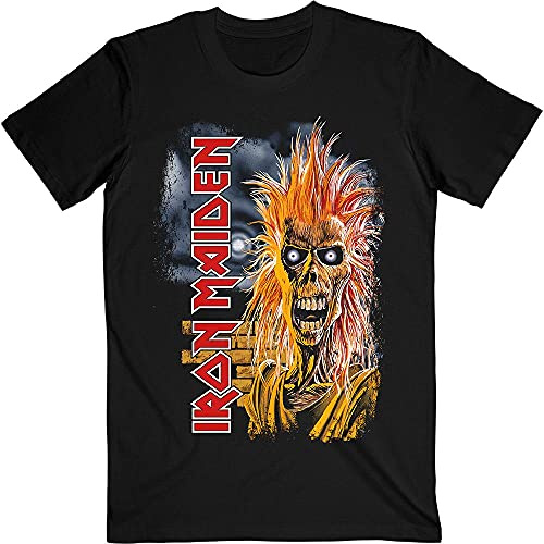 Iron Maiden Unisex T-Shirt: First Album Track list V.3. (Back Print) - X-Large - Black