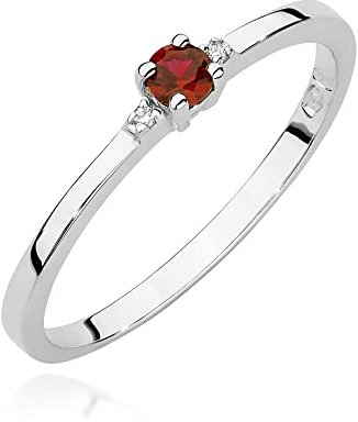 Damen Ring 585 14k Gold Weißgold echt Rubin Edelstein Diamanten Brillanten