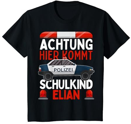 Kinder Schulkind Elian POLIZEI 1. Klasse Einschulung 2024 Junge T-Shirt