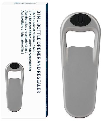 KITCHENDAO Décapsuleur Magnétique 3 en 1, Ouvre Bouteille de Biere avec Bouchon d'Étanchéité en Silicone und Récupérateur de Bouchon pour Réfrigérateur, Biere Cadeau Homme pour Papa, Amie