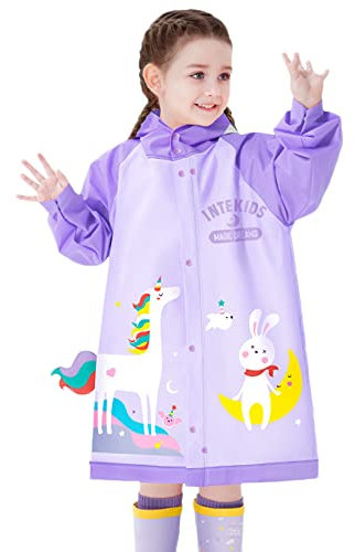 Fewlby Giacche Impermeabili per Bambini Giacche da Pioggia con Cappuccio Ragazzi Ragazze Cappotto di Pioggia Poncho Impermeabile in Cartone Animato Mantella Pioggia 5-6 Anni