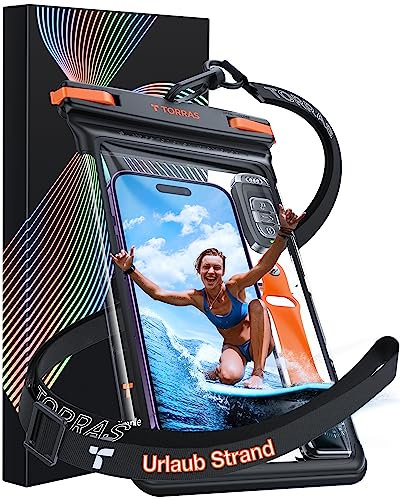 TORRAS wasserdichte Experte [8.0 Zoll Sensibler Touch] wasserdichte Handyhülle[IPX8 Zertifiziert Nr.1 Wasserdicht] Exklusives Icecube-Design für Allen Handy-Modellen für alle Wassersportarten Schwarz