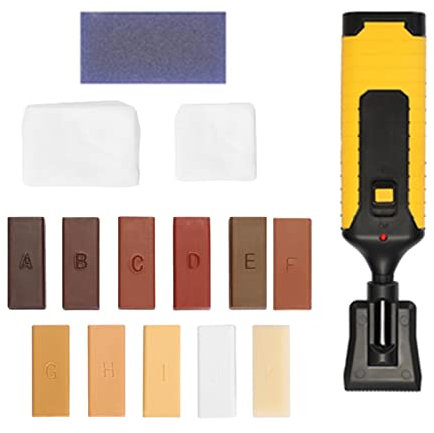 GIMOCOOL Laminate Floor Repair Kit, Laminate Floor Scratches Chips Remover Repair Wax Wood Blocks with New Upgrade Melting Tool for Restore Any Scratches, Cracks, Stains for Table, Door, Cabinet