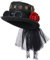 COSDREAMER Damen Steampunk Uhr Zifferblatt Blume Zylinder Feder Halloween Kostüm Hut (60 cm) G