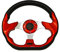 Volante Sportivo Auto,Volante A Calice Universale 13 320mm Sport for auto for auto con bottoni a corno in fibra di carbonio Decorazione (Color : Red)
