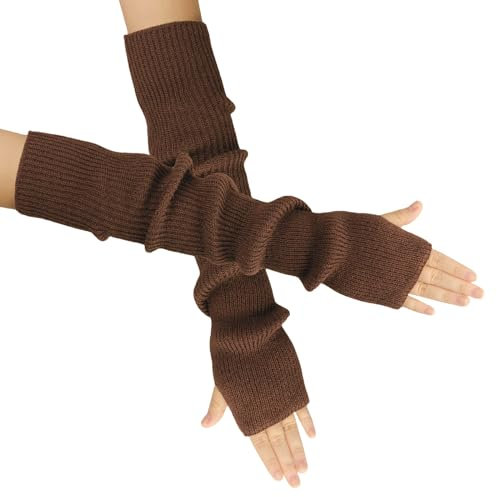 OTKARXUS Armstulpen Damen,1 Paar Lang Fingerlose Handschuhe Stricken mit Daumenloch,Winter Warme Pulswärmer Fäustlinge für Frauen Damen Mädchen