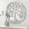 Rustic Farmhouse Round Wall Mirror Tree of Life Decorative Hanging Mirror White Wooden Circle Mirrors for Wall Decor for Bedroom, Bathroom, Living Room or Entryway