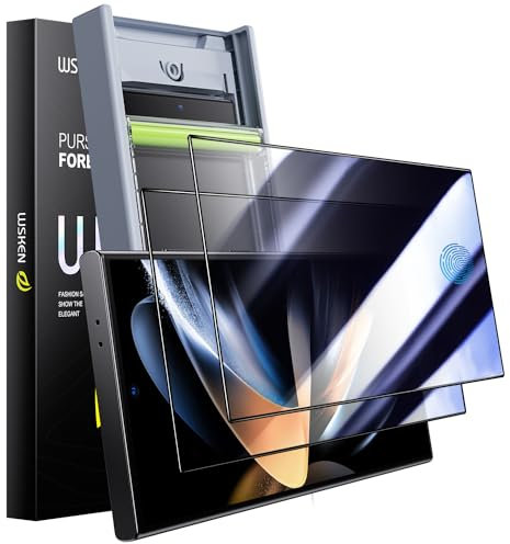 WSKEN Pellicola protettiva in vetro temperato per Samsung Galaxy S24 Ultra Privacy [24° anti-spia] [zero bolle] [rimozione automatica della polvere] [supporto sblocco impronte digitali] antiriflesso